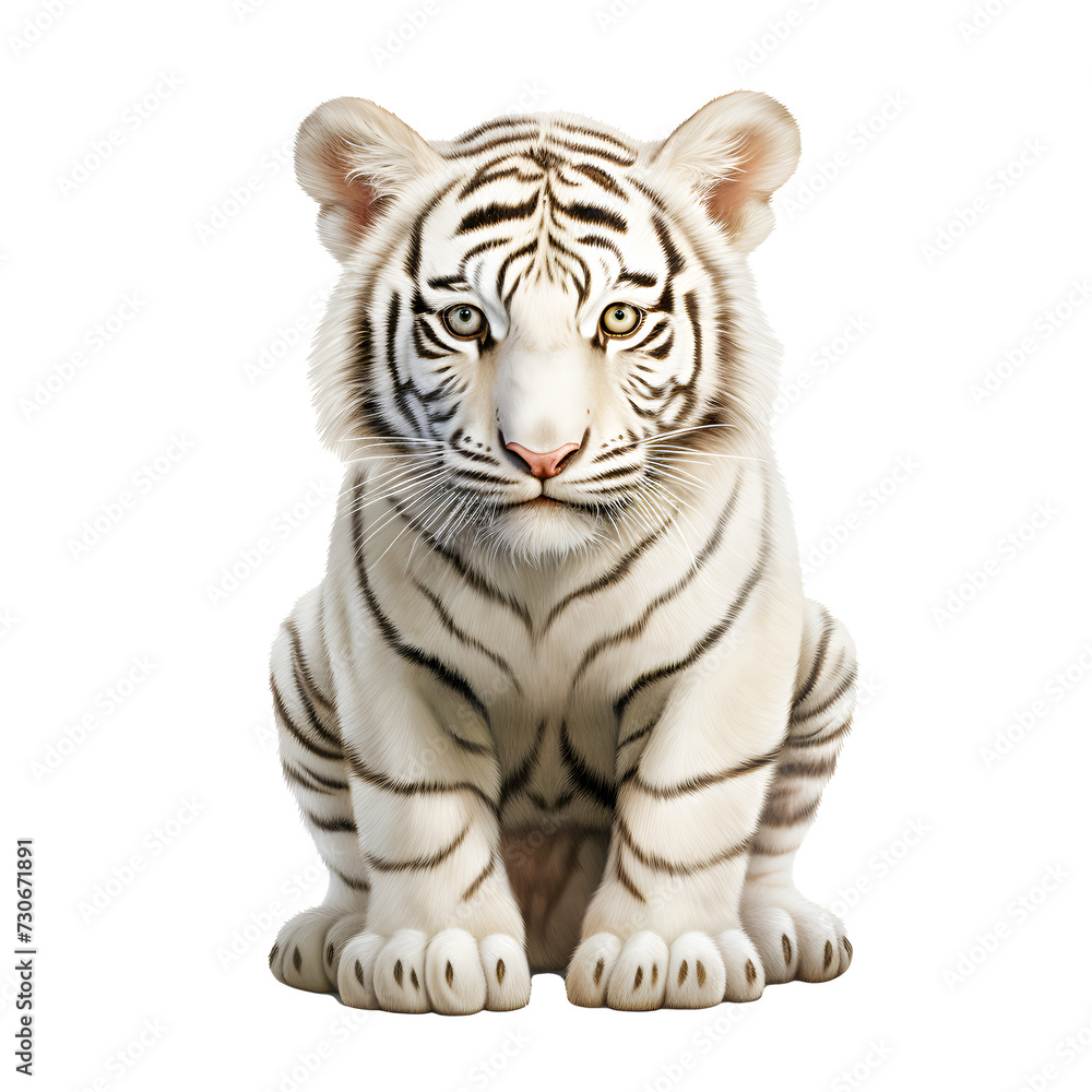 Obraz premium 3d illustration of Tiger cartoon character with white background