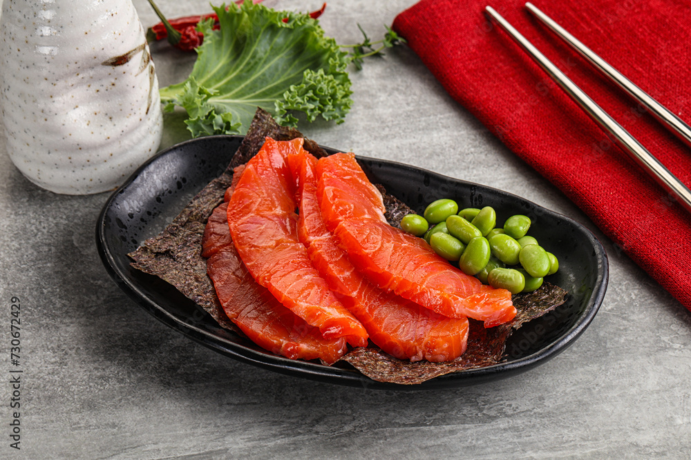 Sliced salmon sashimi in the plate Sliced salmon sashimi in the plate