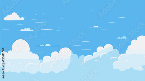 Vector art capturing the beauty of a sunny day featuring a radiant sun fluffy clouds and a blue sky creating a visually uplifting and positive composition. simple minimalist illustration creative