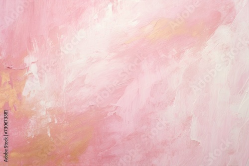 This photograph showcases a painting with a background consisting of vibrant pink and yellow hues.