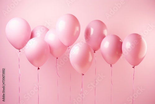 A bunch of pink balloons floating gracefully in the air, creating a vibrant and playful scene.