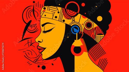 Vector illustration celebrating African American culture with vibrant colors  cultural symbols  and diverse representations  creating a visually dynamic and meaningful homage to the richness of