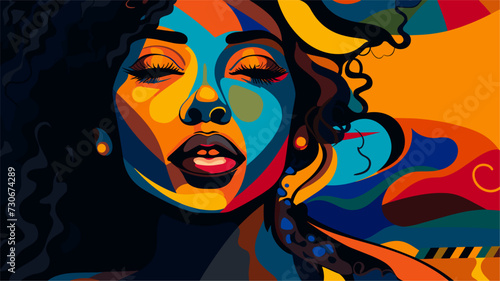 Vector illustration celebrating African American culture with vibrant colors  cultural symbols  and diverse representations  creating a visually dynamic and meaningful homage to the richness of