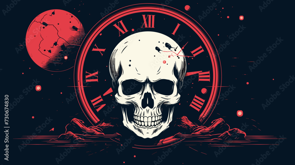 Skull and clock vector design blending mortality and the passage of time in a conceptually rich visual. simple minimalist illustration creative Skull and clock vector design blending mortality and the passage of time in a conceptually rich visual. simple minimalist illustration creative