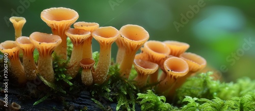 Peziza is a saprophytic cup fungus that grows in various substrates. photo