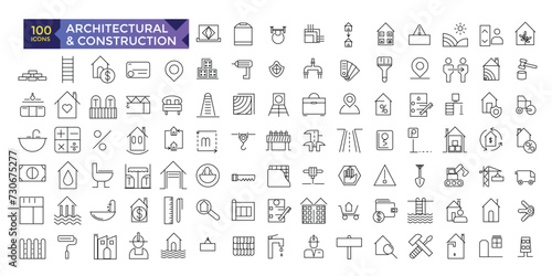 Architecture and construction line design icon pack vector icons collection © Rubbble