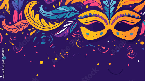 Vector illustration of a carnival-inspired background  highlighting the excitement with confetti  Mardi Gras symbols  carnival masks  and playful patterns in a visually dynamic and celebratory