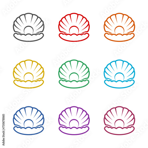 Pearl logo icon isolated on white background. Set icons colorful