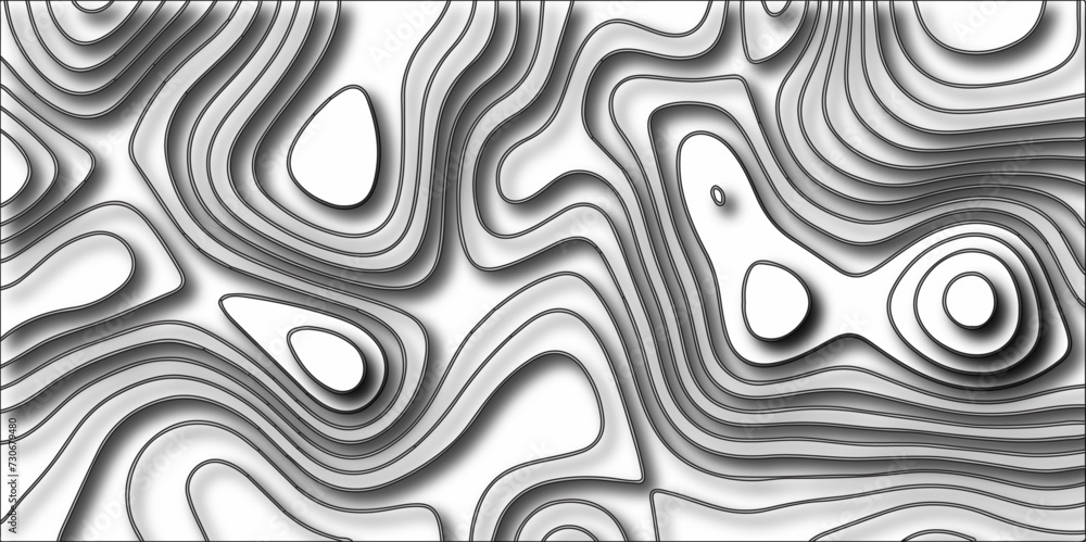 Obraz premium Topographic map background with geographic line map with elevation assignments.Modern design with White topographic wavy pattern design. Paper Texture Imitation of a Geographical map shades . 