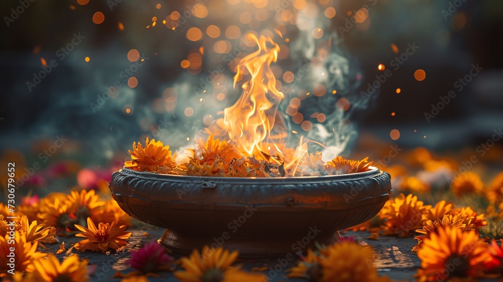 Fiery Flower Petals: A Glowing Tribute to the Full Moon Generative AI Fiery Flower Petals: A Glowing Tribute to the Full Moon Generative AI