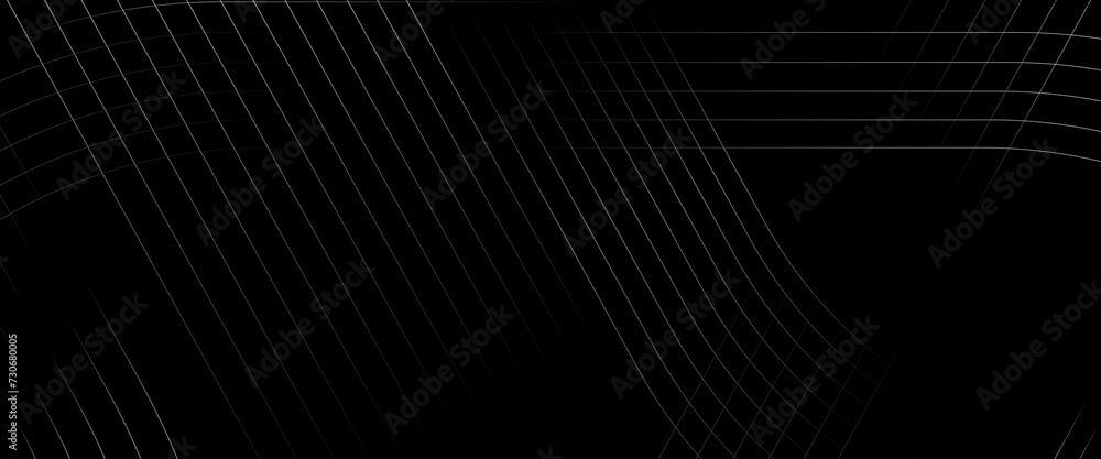 Vector black abstract background lines tech geometric modern dynamic shape, futuristic light gray line corner concept abstract on black background.	 - obrazy, fototapety, plakaty 