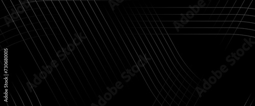 Vector black abstract background lines tech geometric modern dynamic shape, futuristic light gray line corner concept abstract on black background.	