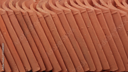Stacked clay roof tiles texture