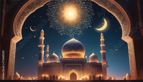 mosque in night. eid mubarak