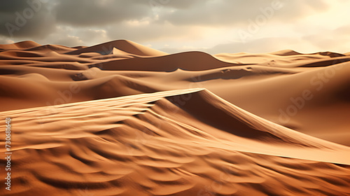 Sand dunes in desert landscape  3d rendering of beautiful desert