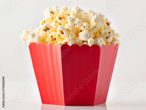 Knuspriges Popcorn in einem leuchtend roten Behälter