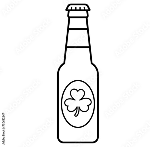 St. Patrick's Day beer bottle outline cartoon doodle illustration icon
