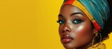 African American Woman with Blue Eyes and Long Lashes Generative AI