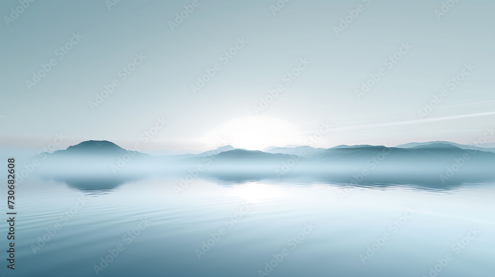 Grey Abstract Background Misty Mountain Silhouette