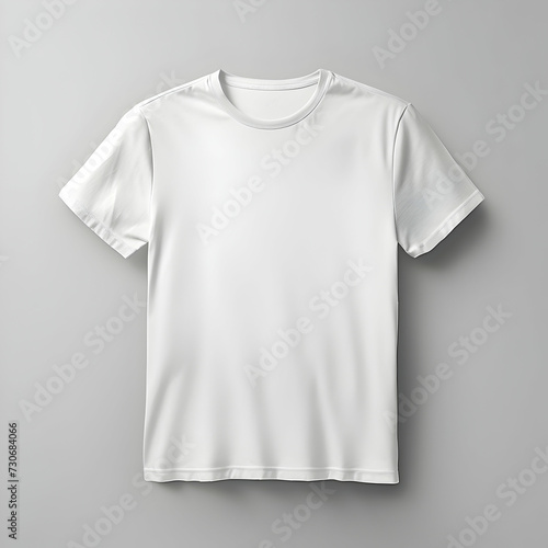 T-shirt mockup, white shirt on gray background, isolated, blank copy space for graphic design displaying