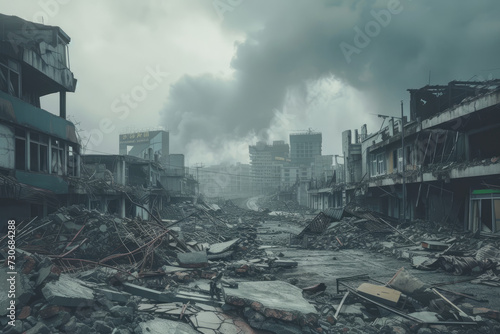 a natural disaster earthquake in a destroyed city