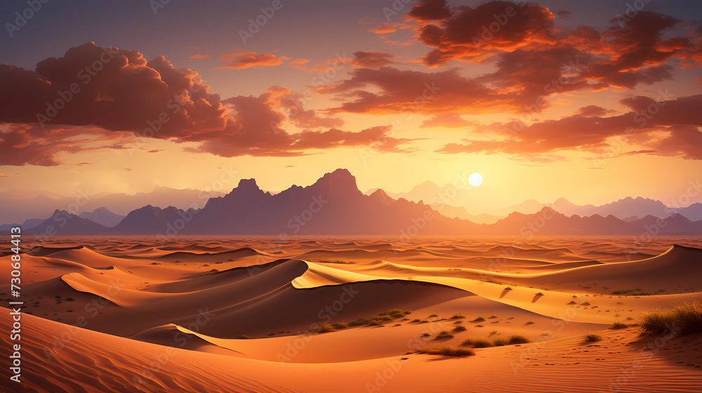 Fototapeta premium Desert background, desert landscape photography with golden sand dunes