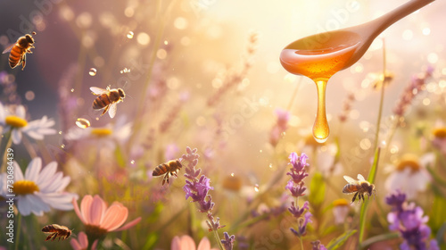 Holzlöffel und Bienen umschmeicheln die Sinne photo