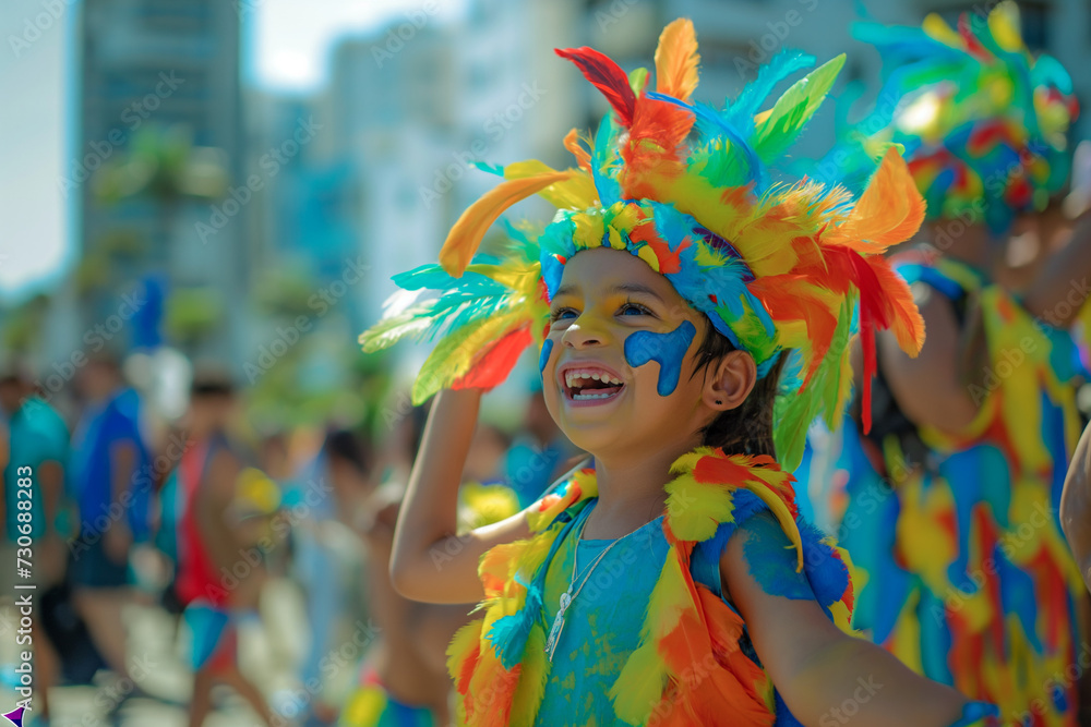 A picture of a little child enjoying the carnival procession. A picture of a little child enjoying the carnival procession.