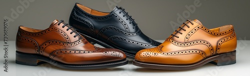 Shoe Showdown: Black, Brown, and Orange Loafers Generative AI