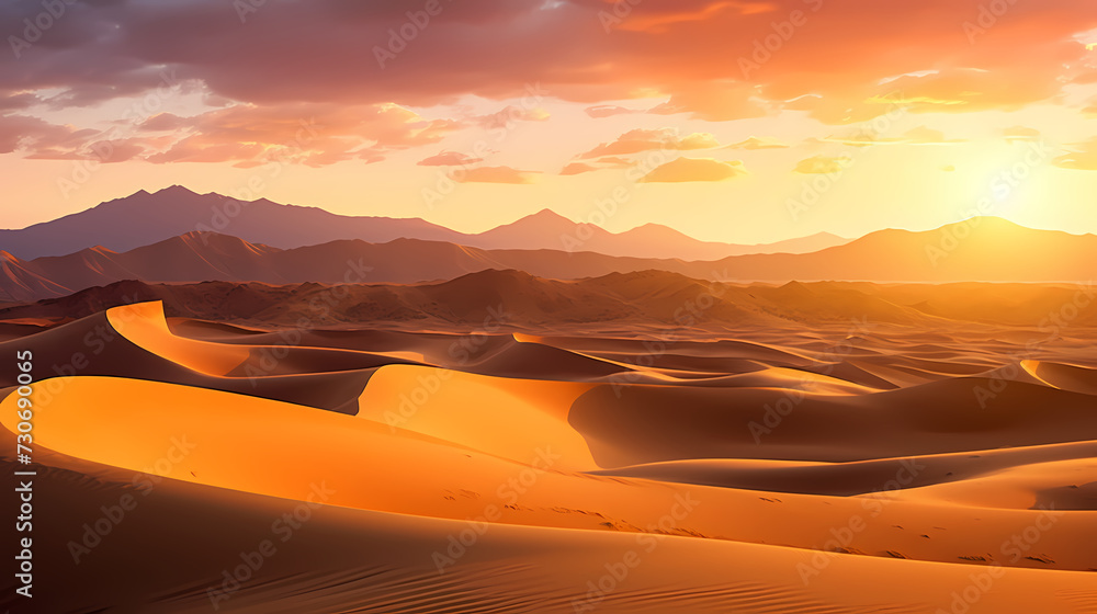 Fototapeta premium Desert landscape, sand dunes with wavy pattern