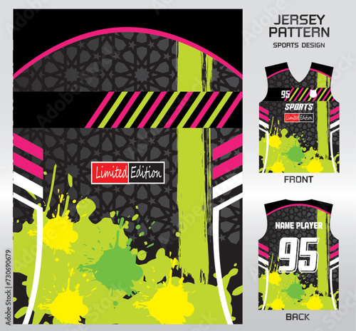 Pattern vector sports shirt background image.black star painted green pattern design, illustration, textile background for sports t-shirt, football jersey shirt.eps