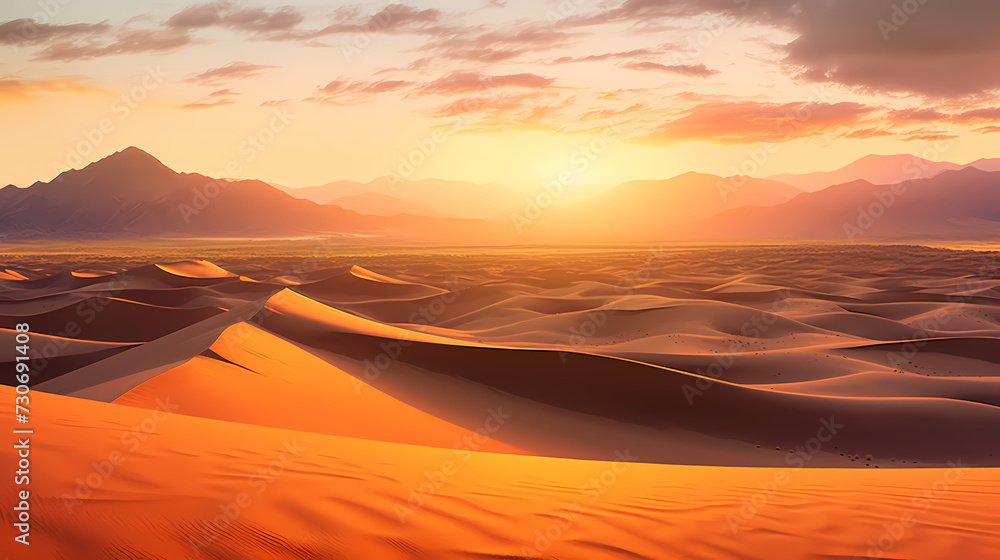 Desert landscape, sand dunes with wavy pattern Desert landscape, sand dunes with wavy pattern