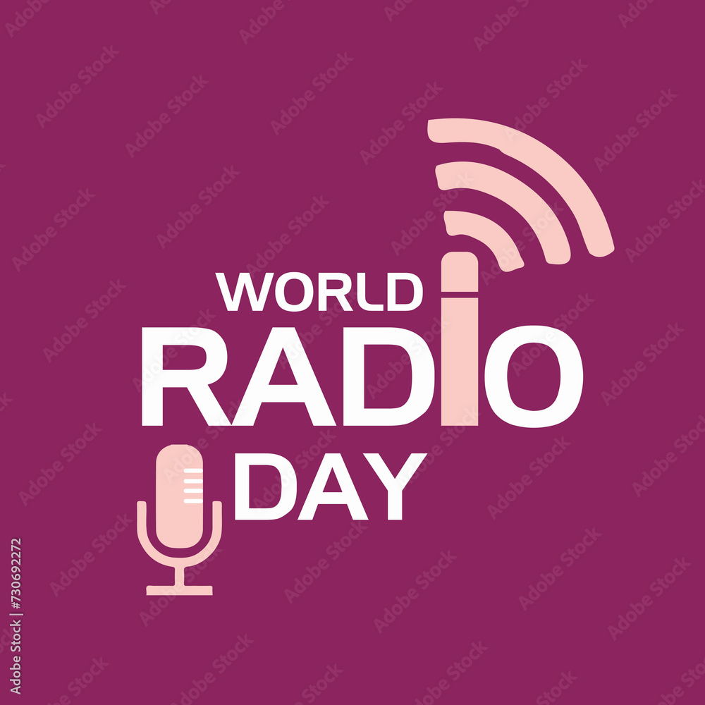 World Radio Day. 4 February. Tower signal icon. Poster, banner, Flyer, card, design with background. Flat design vector illustration. World Radio Day. 4 February. Tower signal icon. Poster, banner, Flyer, card, design with background. Flat design vector illustration.