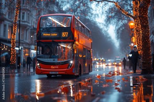 Fall Fashion: A Red Double-Decker Bus in London Generative AI