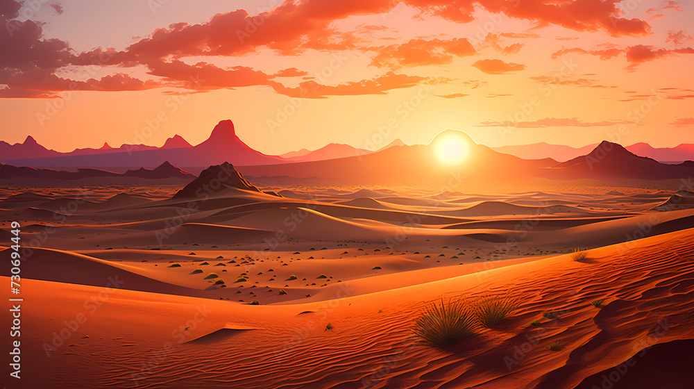 Naklejka premium Desert landscape, sand dunes with wavy pattern