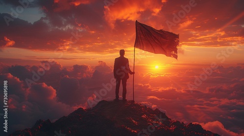 Flying the Flag: A Man's Journey to the Top of the World Generative AI photo