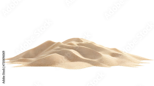 Desert sand pile, dune isolated on white background photo