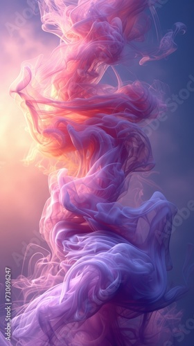 Ethereal Pink and Blue Smoke in Vertical Artistic Flow. Background for Instagram Story, Banner