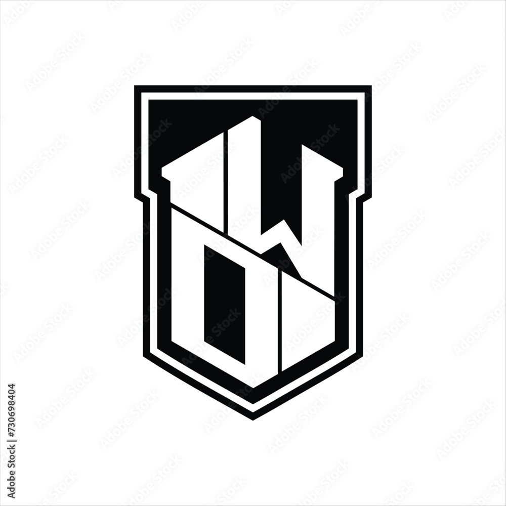 WD Logo monogram hexagon geometric up and down inside shield isolated style design template WD Logo monogram hexagon geometric up and down inside shield isolated style design template