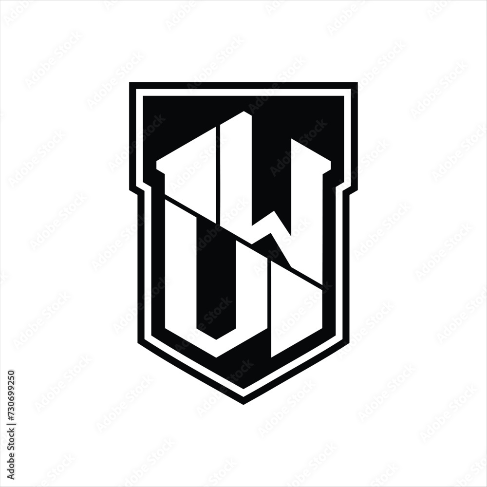 WV Logo monogram hexagon geometric up and down inside shield isolated style design template WV Logo monogram hexagon geometric up and down inside shield isolated style design template