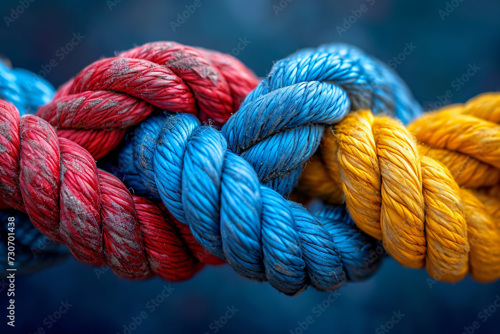 teamwork concept as a business metaphor for joining a partnership synergy and cohesion as diverse ropes connected together in interdependence teamwork concept as a business metaphor for joining a partnership synergy and cohesion as diverse ropes connected together in interdependence
