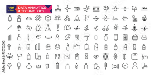 Skin Care and Beauty cosmetics icons set for infographics mobile ux ui kit