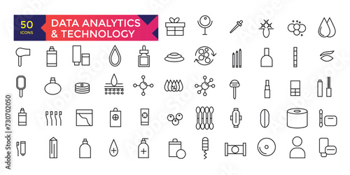 Skin Care and Beauty cosmetics icons set for infographics mobile ux ui kit