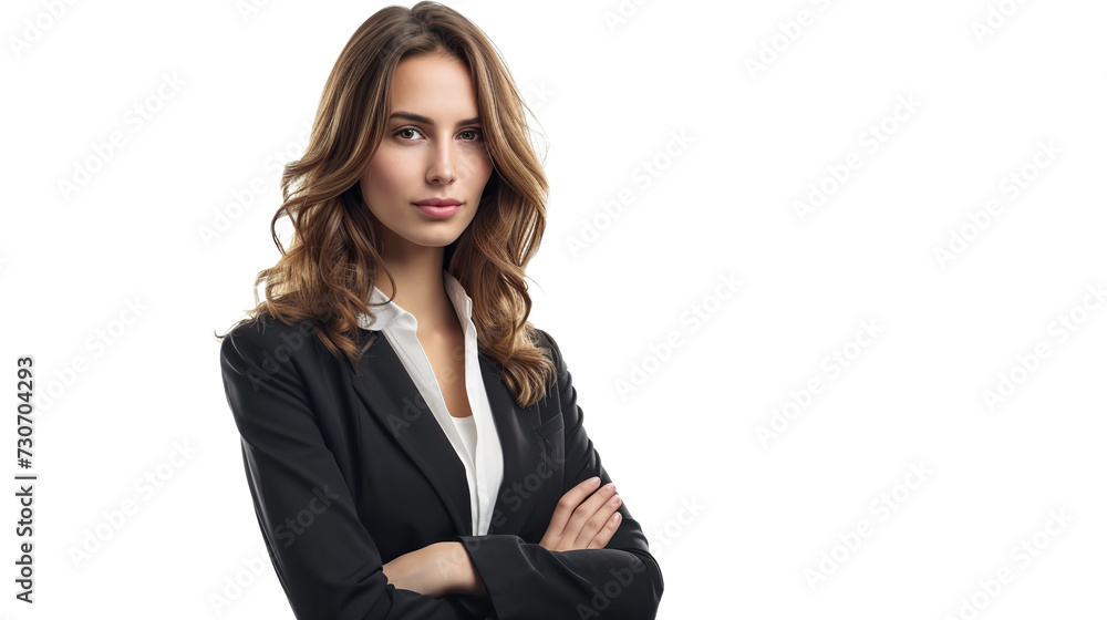 Portrait of young business woman with crossed arms isolated on white background. Portrait of young business woman with crossed arms isolated on white background.