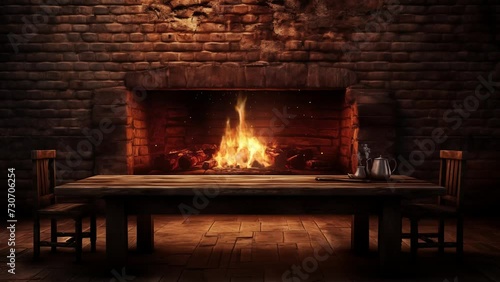 empty table with a copy space for food. seamless looping overlay 4k virtual video animation background 