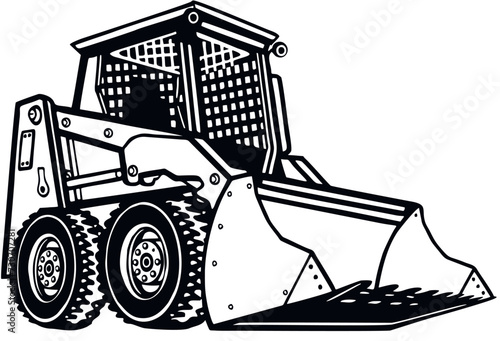 Skid Steer Loader - Construction Vehicle - Machine Equipment Builder. Vector illustration