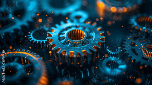 Closeup of various gears in action. Concept for business agility and dependability on every single gear to function at peak performance. 