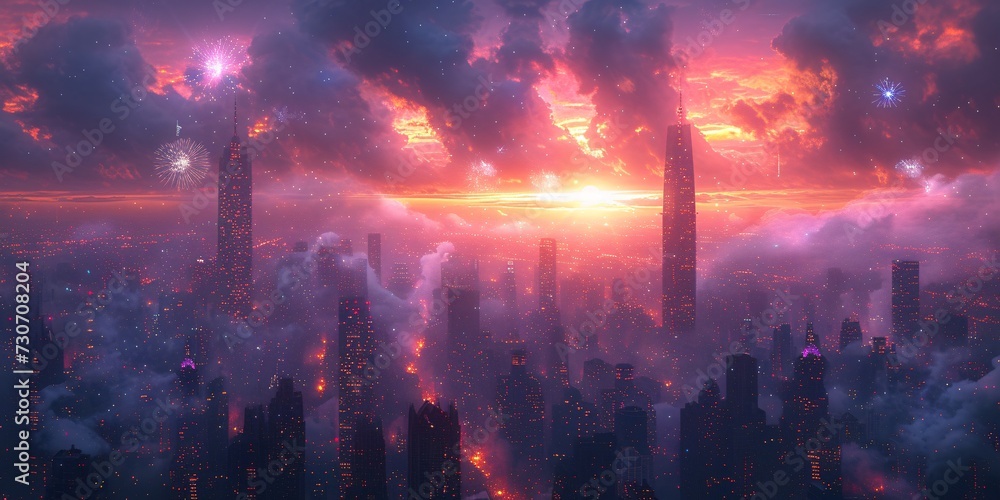 Purple Skyline at Sunset: A Glimpse of the Future Generative AI