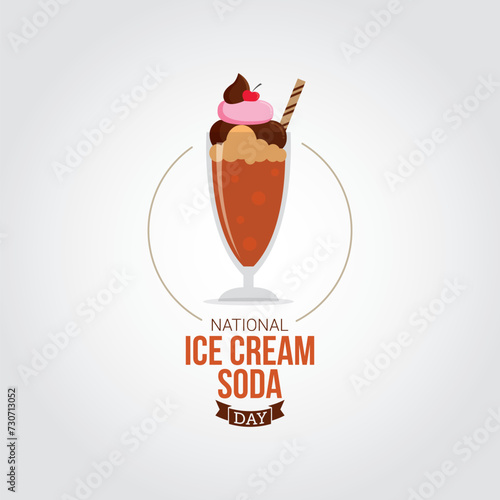 National Ice Cream Soda Day Vector Illustration. get ready to enjoy this delightful combination of ice cream, syrup, and carbonated water. Suitable for greeting card, poster and banner.