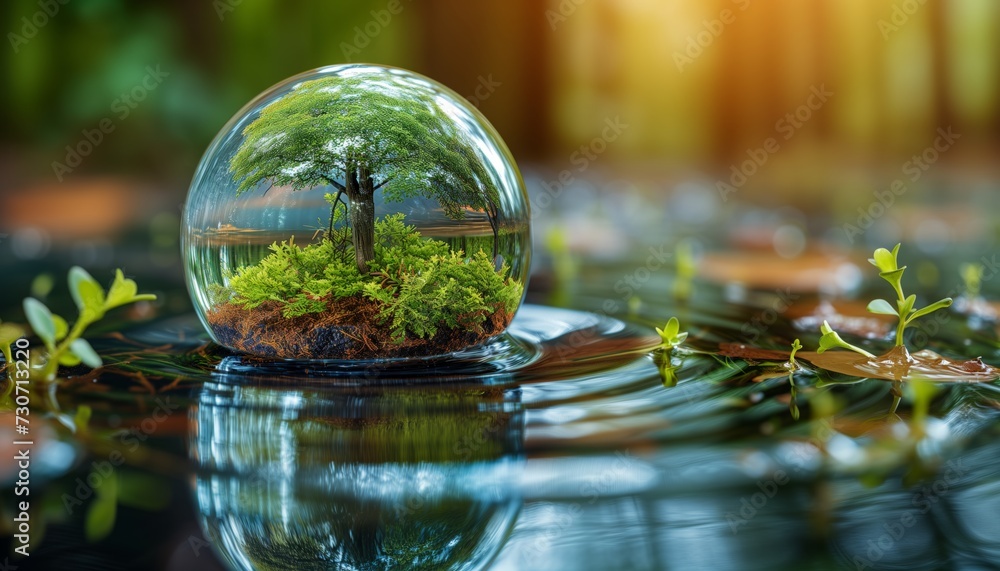 Realistic water drop with an ecosystem Realistic water drop with an ecosystem